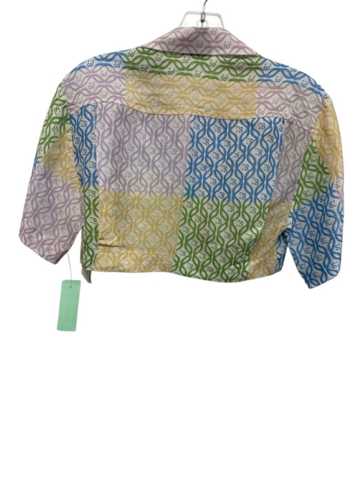 Sandro Size 34 Blue, Purple, Multi Linen & Viscose Short Sleeve Short Set Blue, Purple, Multi / 34