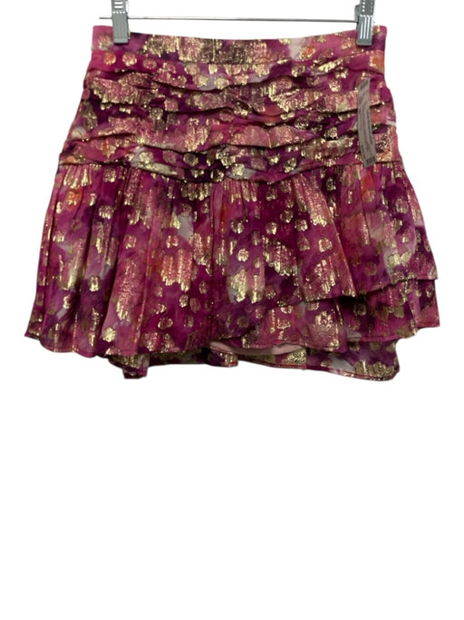 Love Shack Fancy Size 00 Purple, Pink, Gold Viscose & Metallic Jacquard Skirt Purple, Pink, Gold / 00