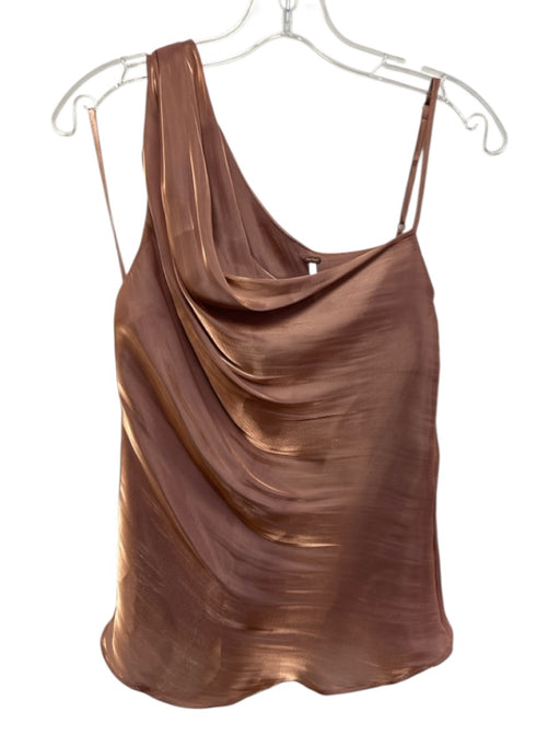 Free People Size XS Pink & Rose Gold Polyester One Shoulder Metallic Top Pink & Rose Gold / XS