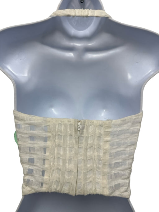 Cult Gaia Size XS White & Gold Linen & Rayon Halter Neck Gold detail Crop Top White & Gold / XS