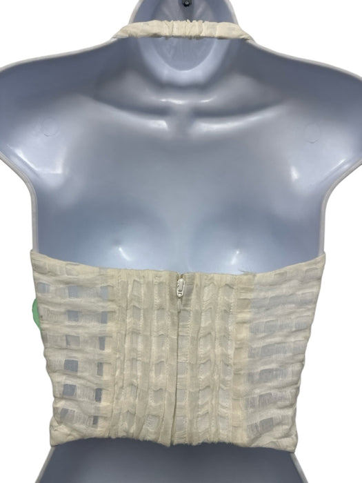 Cult Gaia Size XS White & Gold Linen & Rayon Halter Neck Gold detail Crop Top White & Gold / XS