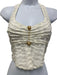 Cult Gaia Size XS White & Gold Linen & Rayon Halter Neck Gold detail Crop Top White & Gold / XS
