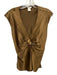 Cache Size S Brown & Gold Silk Cap Sleeve V Neck Brooch Top Brown & Gold / S