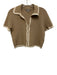 J Crew Size XS Light Brown & Cream Cotton & Polyester Short Sleeve Knit Cardigan Light Brown & Cream / XS