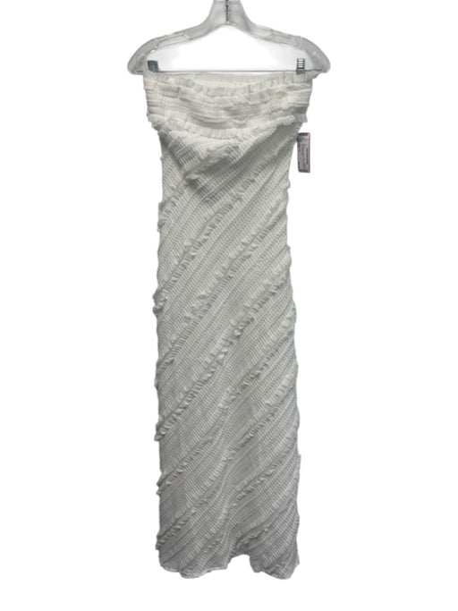 endless rose Size XS White Polyester Strapless Ruffles Maxi Dress White / XS