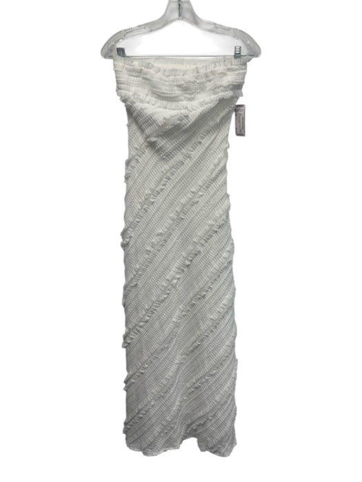 endless rose Size XS White Polyester Strapless Ruffles Maxi Dress White / XS
