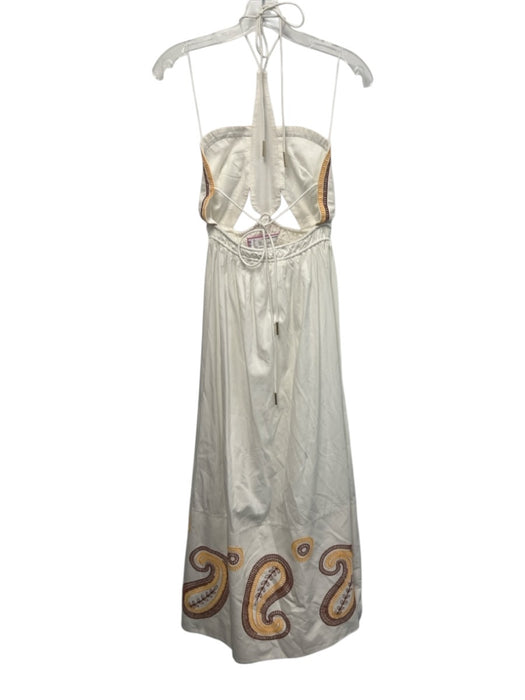 Significant Other Size 2 White, Brown, Yellow Cotton Embroidered Cut Out Dress White, Brown, Yellow / 2