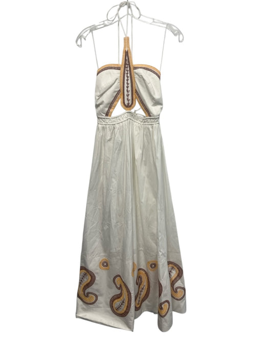 Significant Other Size 2 White, Brown, Yellow Cotton Embroidered Cut Out Dress White, Brown, Yellow / 2