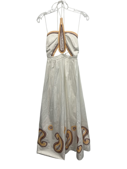 Significant Other Size 2 White, Brown, Yellow Cotton Embroidered Cut Out Dress White, Brown, Yellow / 2
