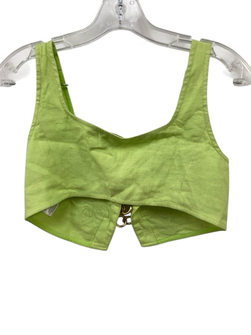 Cult Gaia Size 0 Lime Green Linen Floral Application GHW Sleeveless Short Set Lime Green / 0