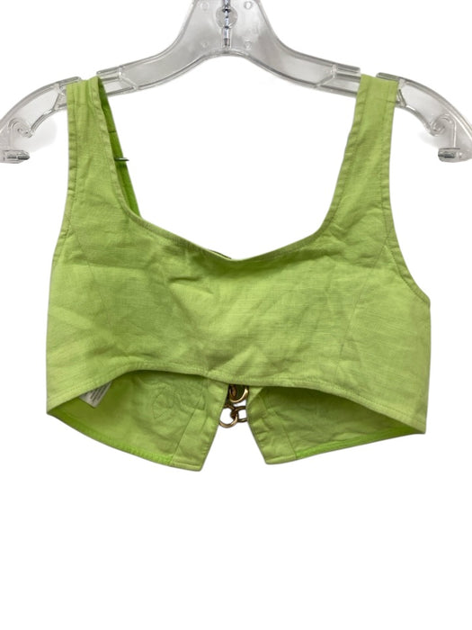Cult Gaia Size 0 Lime Green Linen Floral Application GHW Sleeveless Short Set Lime Green / 0
