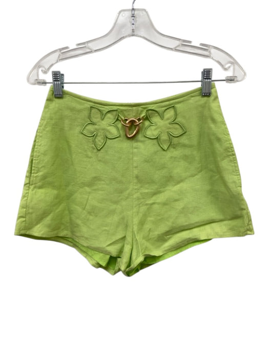 Cult Gaia Size 0 Lime Green Linen Floral Application GHW Sleeveless Short Set Lime Green / 0