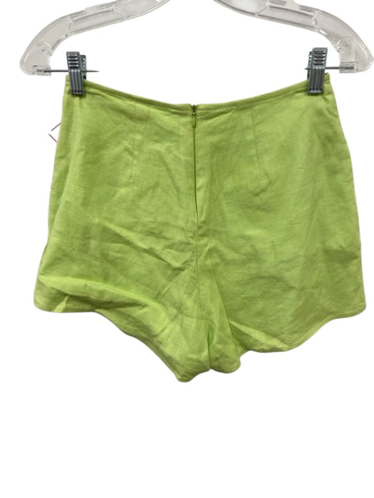 Cult Gaia Size 0 Lime Green Linen Floral Application GHW Sleeveless Short Set Lime Green / 0