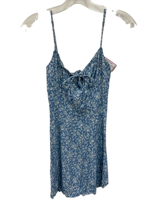 Reformation Size 0 Blue & White Print Floral Spaghetti Strap Dress Blue & White Print / 0