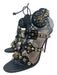 Christian Louboutin Shoe Size 41 Black Gold Silver Suede Studded Tie Ankle Pumps Black Gold Silver / 41