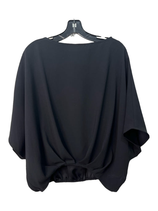 Trina Turk Size S Black Polyester Round Neck Ruched hemline Drop Sleeve Top Black / S