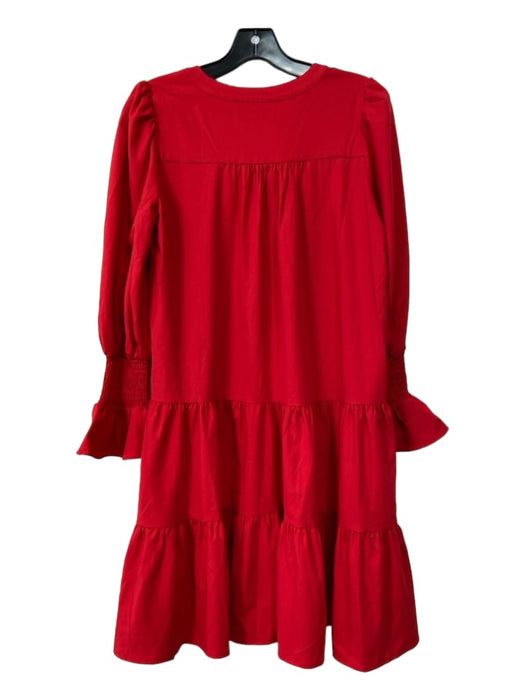 Pomander Place Size S Red Polyester round split neck Long Sleeve Tiered Dress Red / S