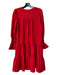 Pomander Place Size S Red Polyester round split neck Long Sleeve Tiered Dress Red / S