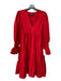 Pomander Place Size S Red Polyester round split neck Long Sleeve Tiered Dress Red / S