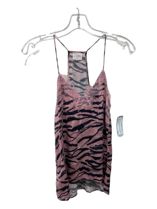 Cami NYC Size S Pink & gray Silk Animal Print Spaghetti Strap Lace Trim Slip Top Pink & gray / S