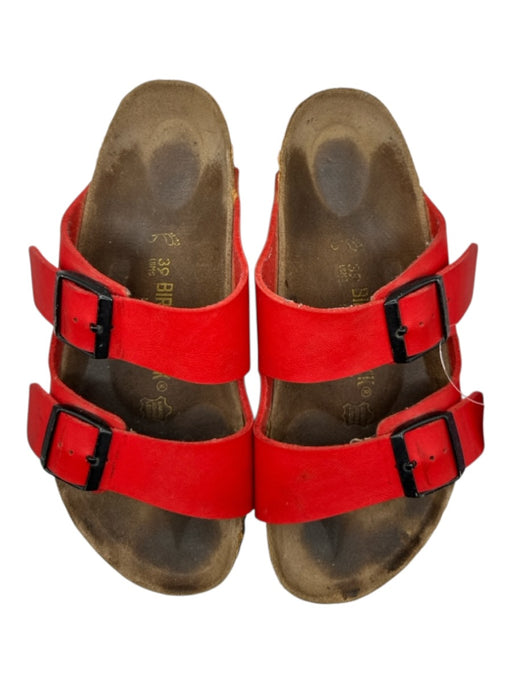 Birkenstock Shoe Size 39 Brown & Red Leather Cork Buckles Sandals Brown & Red / 39
