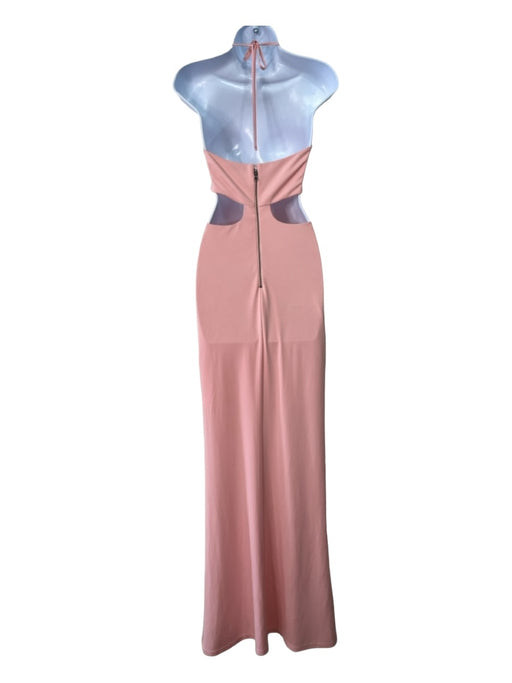 Alice + Olivia Size 4 Pink Polyester Halter Cut Out O Ring Maxi Dress Pink / 4