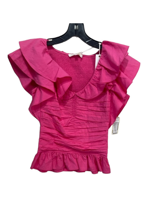 Love The Label Size XS Pink Cotton Smocked Back Ruffle Cap Sleeve Top Pink / XS