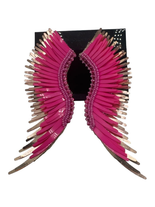 Mignonne Gavigan Pink & Rose Gold Beaded Fringe Layered Post Back Earrings Pink & Rose Gold