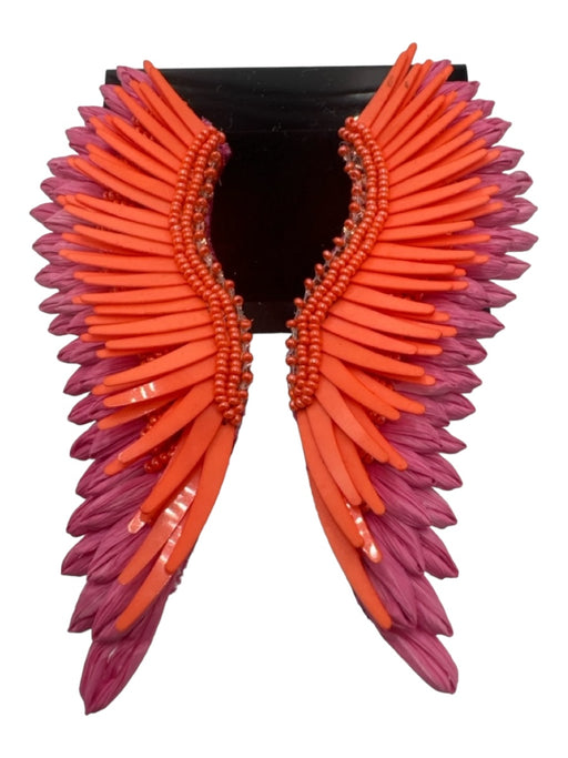 Mignonne Gavigan Pink & Orange Beaded Fringe Layered Post Back Earrings Pink & Orange