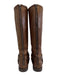 Frye Shoe Size 7 Brown Leather Upper Studded Harness Detail Back Zip Boots Brown / 7