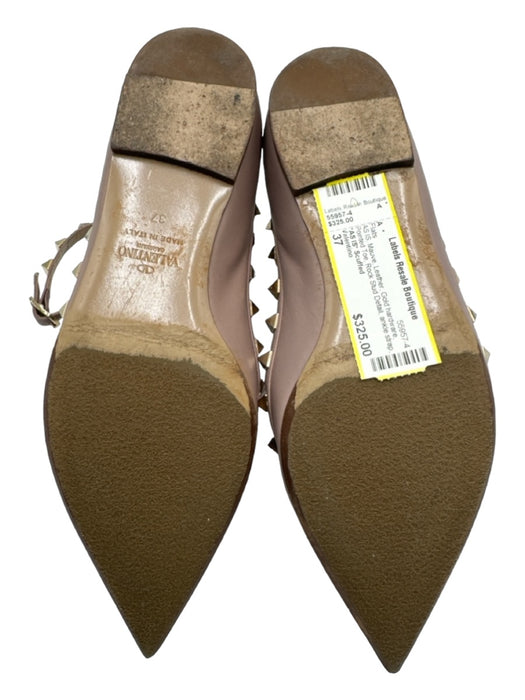 Valentino Shoe Size 37 Mauve Leather Gold hardware Pointed Toe ankle strap Flats Mauve / 37