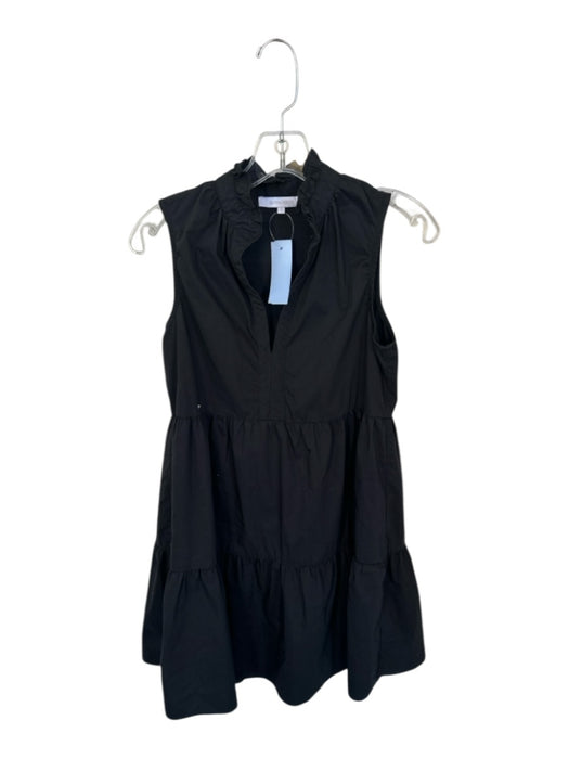 Olivaceous Size S Black Cotton Blend Tiered Ruffle Collar Sleeveless Dress Black / S