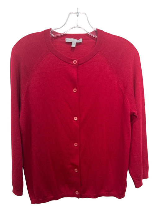 Neiman Marcus Size L Red Cahsmere Button Front 3/4 Sleeve Cardigan Red / L