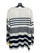 St John Size M White & Blue Viscose Blend Striped Side Slit Long Sleeve Sweater White & Blue / M