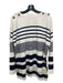 St John Size M White & Blue Viscose Blend Striped Side Slit Long Sleeve Sweater White & Blue / M