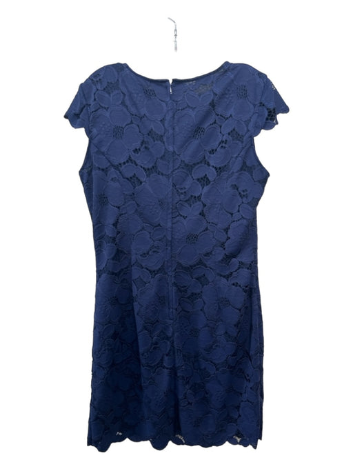 Lilly Pulitzer Size 12 Navy Nylon Blend Floral Lace Overlay Cap Sleeve Dress Navy / 12