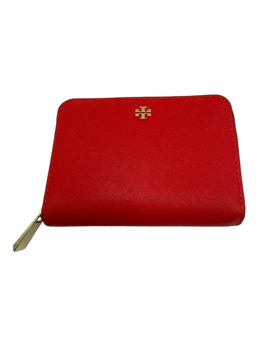 Tory Burch Red Saffiano Leather Gold hardware Bi- Fold Wallets Red