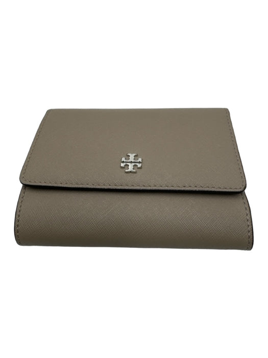 Tory Burch Gray Saffiano Leather Trifold Silver Hardware Wallets Gray