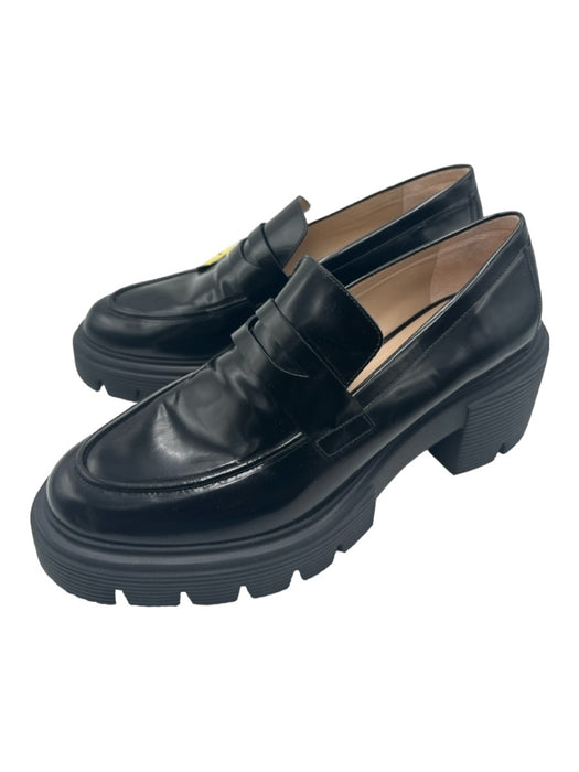 Stuart Weitzman Shoe Size 9.5 Black Leather Almond Toe Platform Lugsole Loafers Black / 9.5