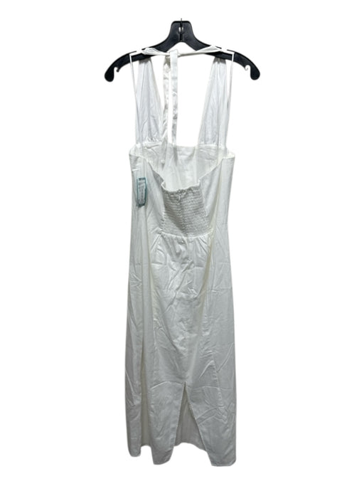Reformation Size 12 White Organic Cotton Halter Square Neck Smock Back Dress White / 12