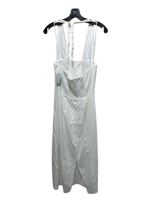 Reformation Size 12 White Organic Cotton Halter Square Neck Smock Back Dress White / 12
