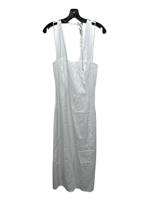 Reformation Size 12 White Organic Cotton Halter Square Neck Smock Back Dress White / 12