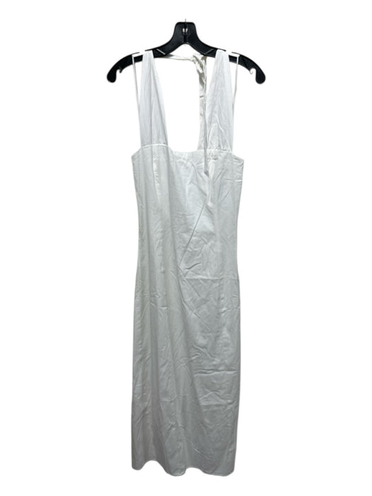Reformation Size 12 White Organic Cotton Halter Square Neck Smock Back Dress White / 12
