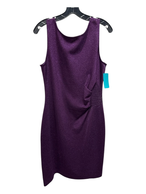 St. John Size 12 Purple No Fabric Tag Metallic Thread Sleeveless Back Zip Dress Purple / 12