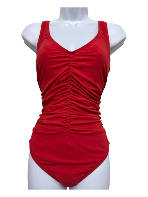 Karla Collection Size 14 Red Nylon Blend Ruched Front Underwire Skirt Swimsuit Red / 14