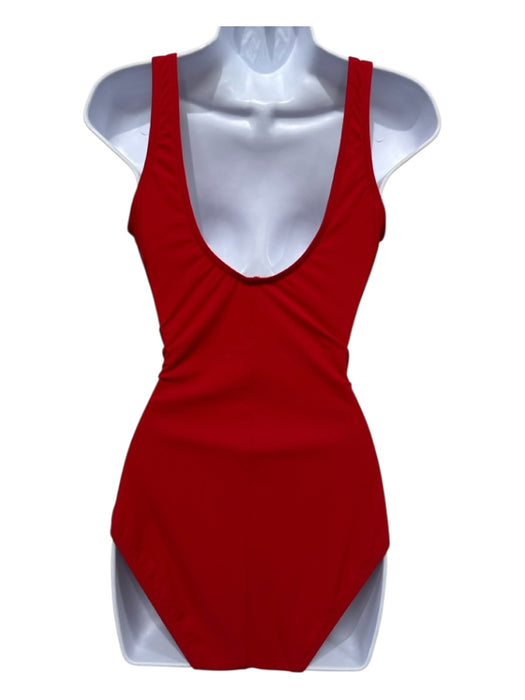 Karla Collection Size 14 Red Nylon Blend Ruched Front Underwire Skirt Swimsuit Red / 14