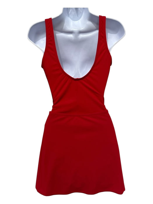 Karla Collection Size 14 Red Nylon Blend Ruched Front Underwire Skirt Swimsuit Red / 14