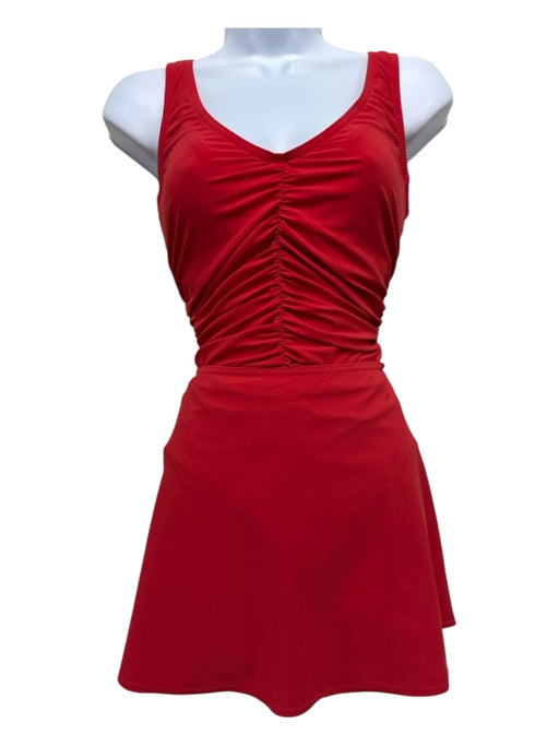 Karla Collection Size 14 Red Nylon Blend Ruched Front Underwire Skirt Swimsuit Red / 14