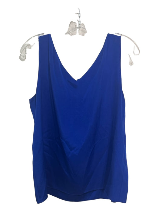 St John Size L Blue Silk V Neck & Back Sleeveless Top Blue / L