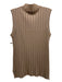 St John Size XL Tan Wool & Rayon Rib Knit Sleeveless Mock Collar Top Tan / XL